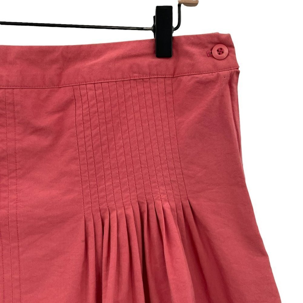 Anthropologie x Sitwell Pleated Mini Skirt Salmon Pink Nylon Cotton Made USA 10 - Picture 3 of 9